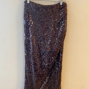 NWT - LOFT Stunning Rich Brown Sequin Midi Skirt